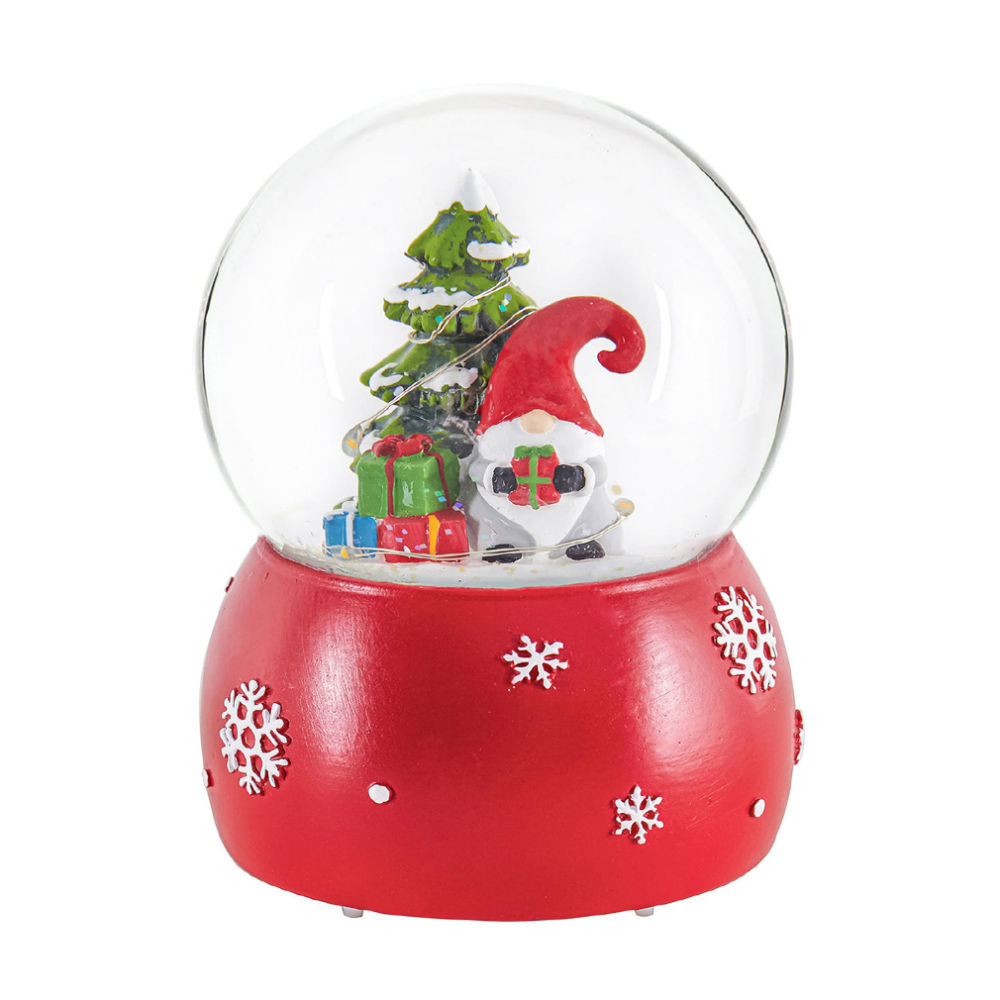 Evergreen LED Polyresin Water Globe with Gnome Icon - With Presents