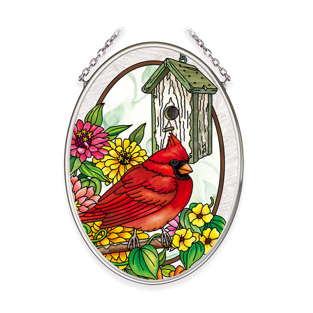 Amia Birdsong Cardinal Small Oval Suncatcher