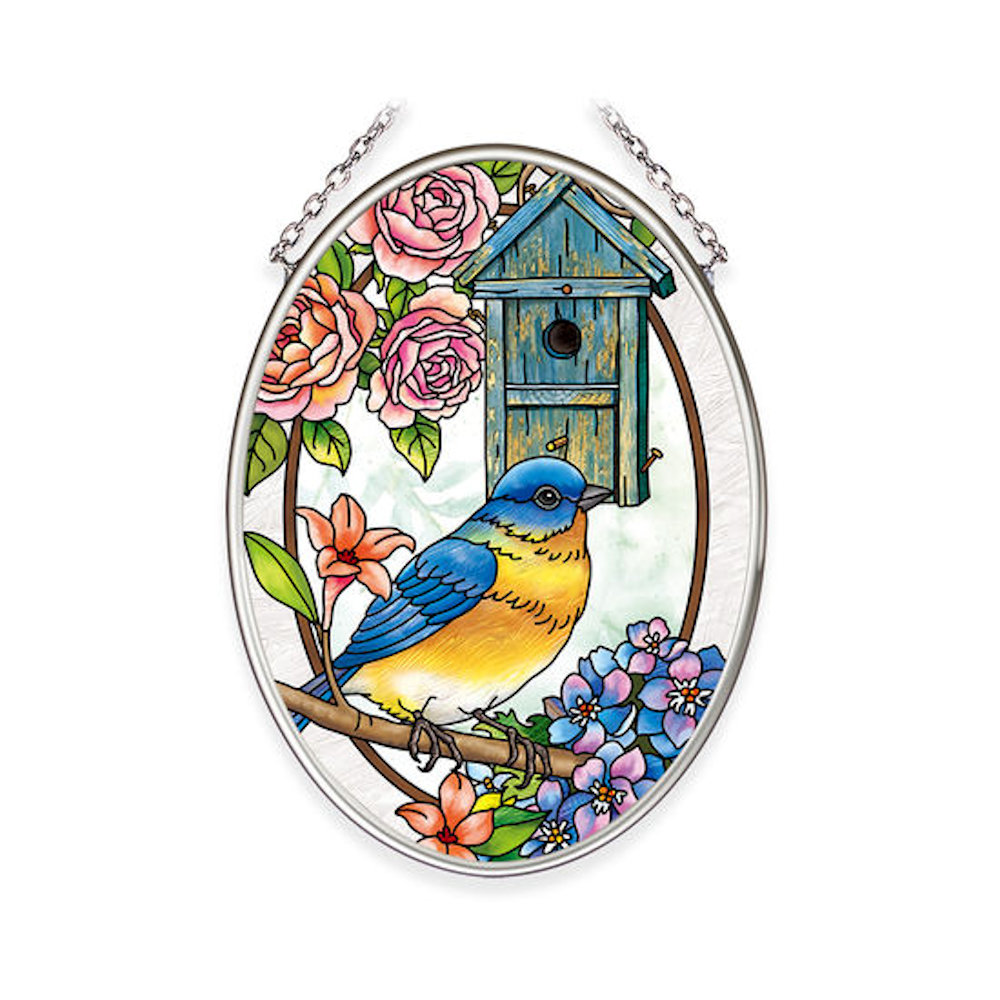 Amia Birdsong Bluebird Small Oval Suncatcher