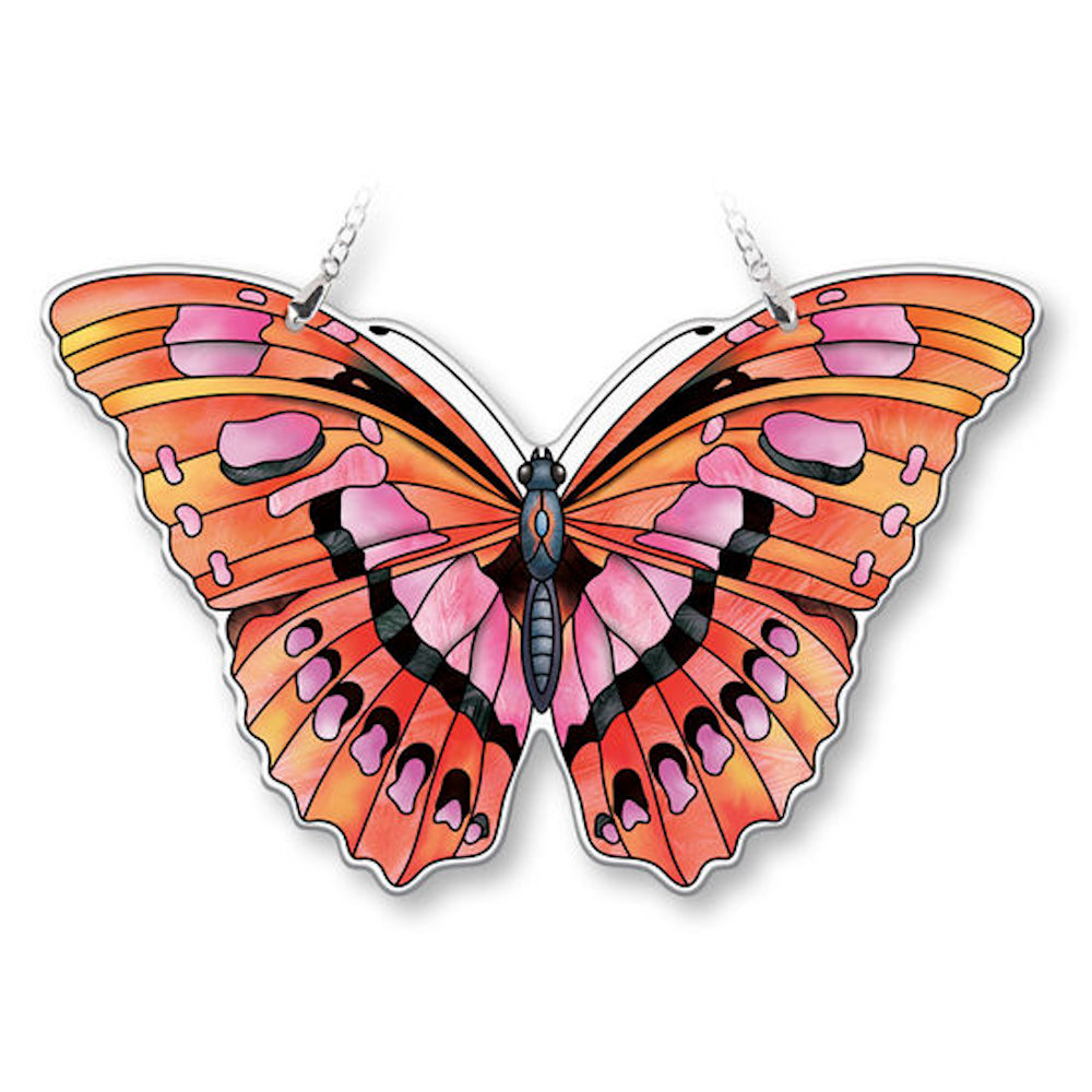Amia Garden Jewels Water Cut Ruby Butterfly Large Suncatcher