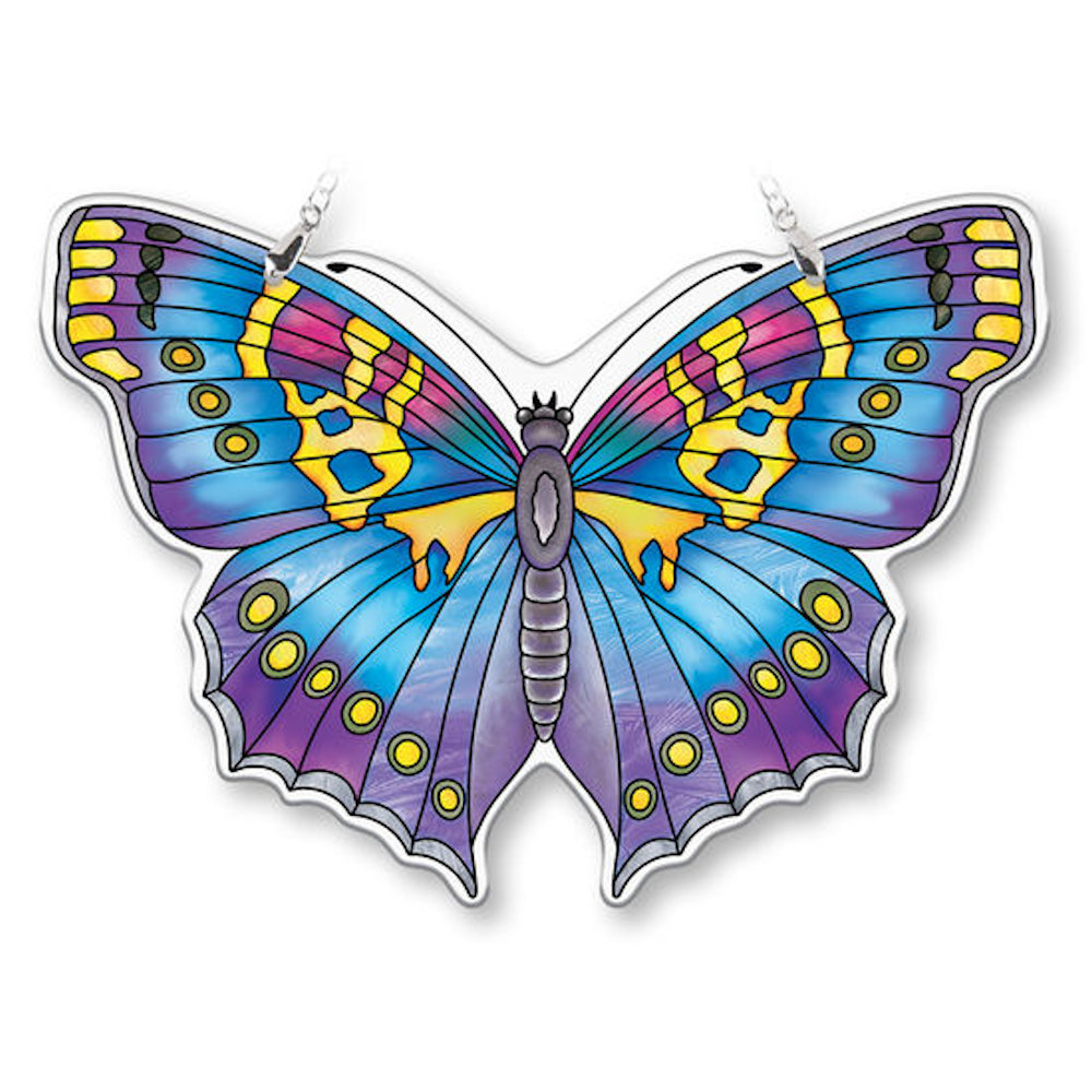 Amia Garden Jewels Water Cut Sapphire Butterfly Large Suncatcher