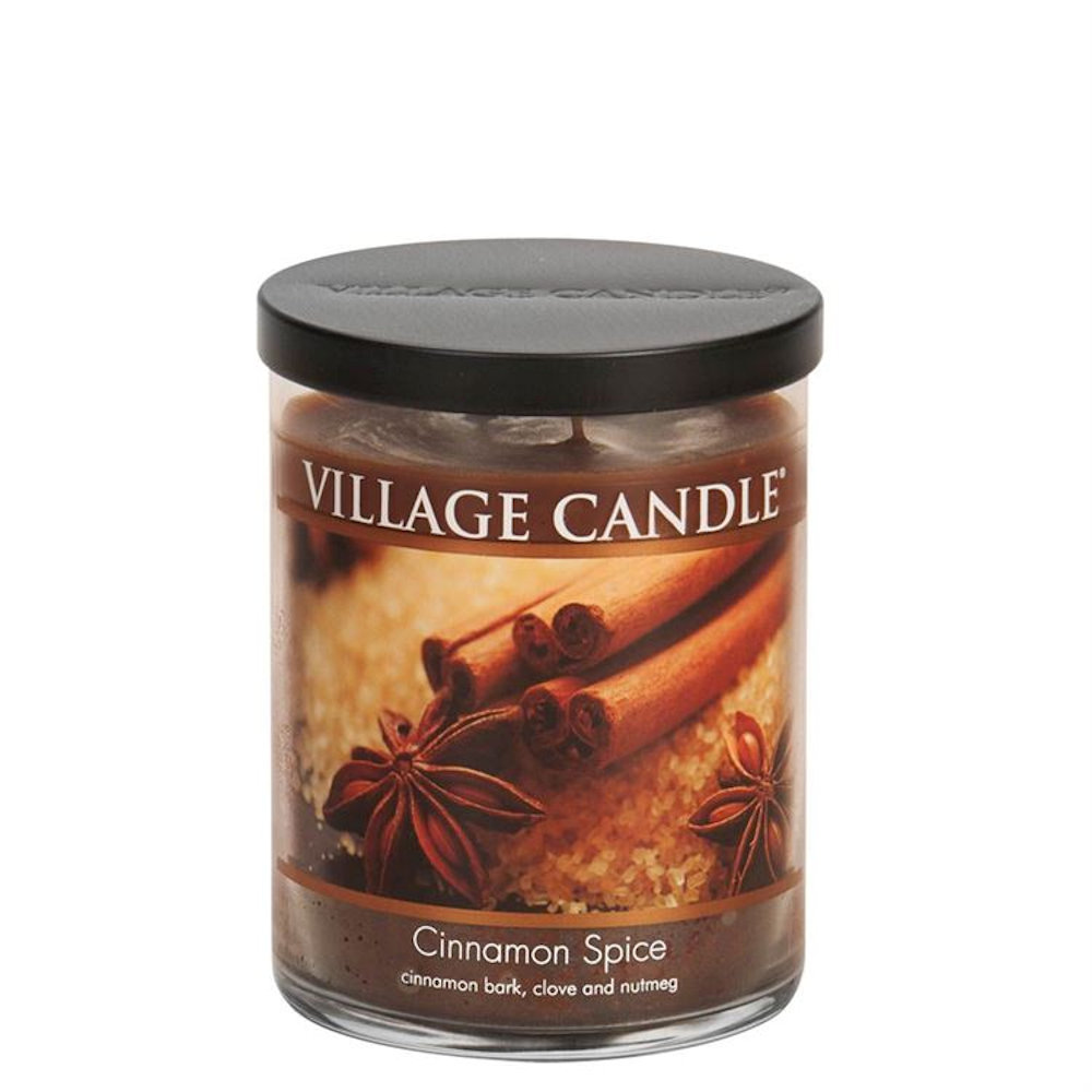 Village Candle Cinnamon Spice - Medium Black Lid Tumbler