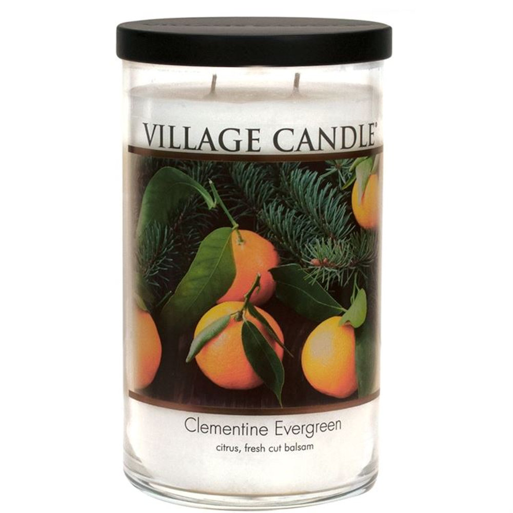 Village Candle Clementine Evergreen - Large Black Lid Tumbler