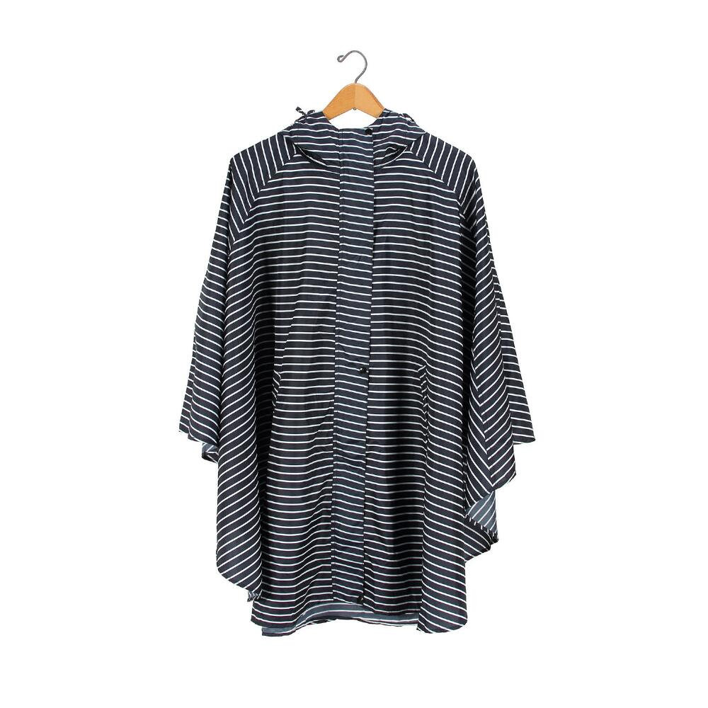 Quotes by Izzy and Oliver Navy & White Stripped Rain Poncho