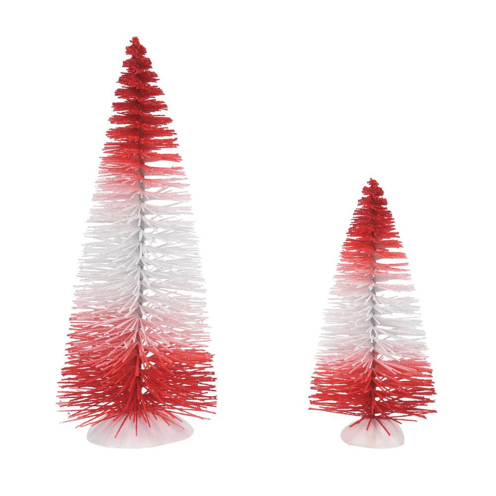 Department 56 Peppermint Stripe Trees Set of 2