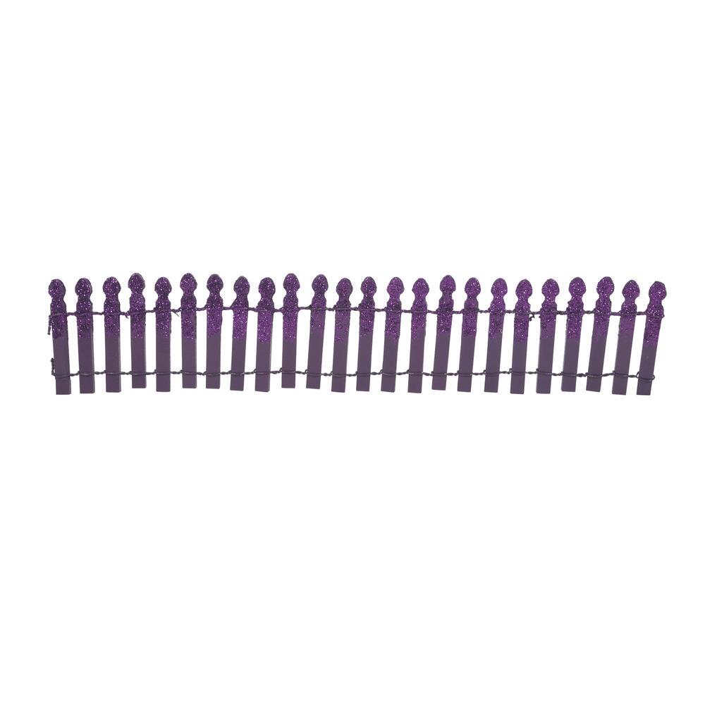 Department 56 Halloween Cross Product Ghoulish Purple Glitter Fence