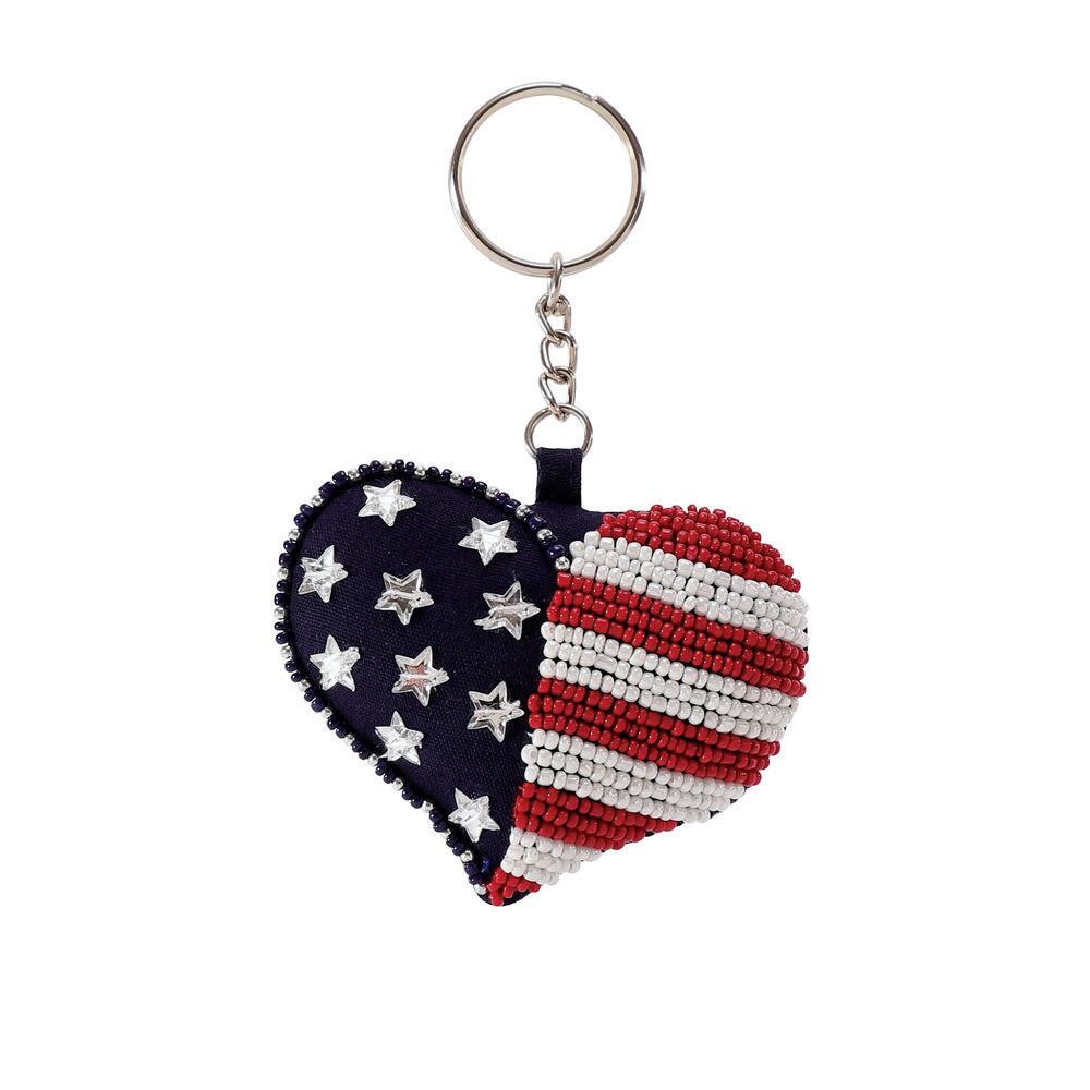 Quotes by Izzy and Oliver Patriotic Heart Key Chain
