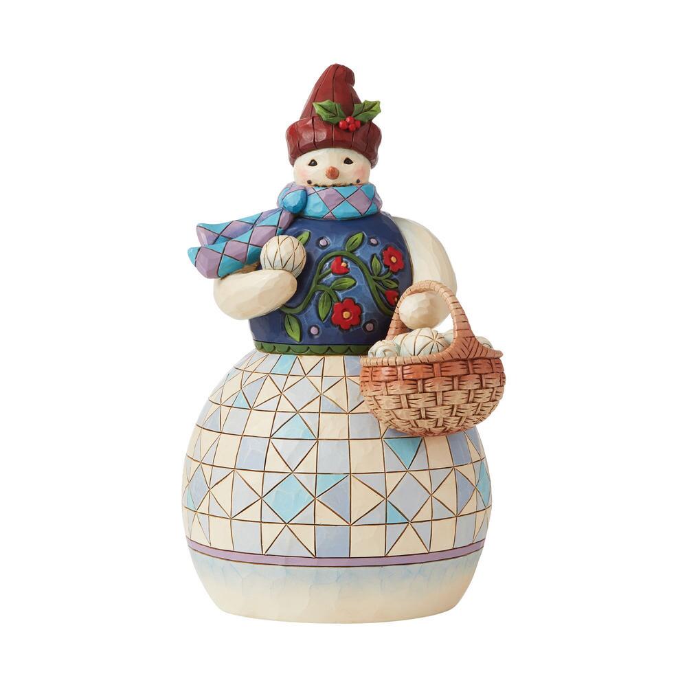 Heartwood Creek Snowman With Basket of Snowballs Figurine