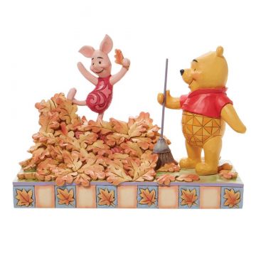 Jim Shore Disney Pooh and Piglet Fall Figurine "Jumping into Fall"