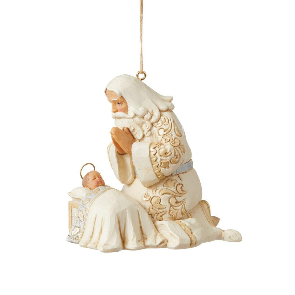 Heartwood Creek Holiday Lustre Santa with Baby Jesus Ornament