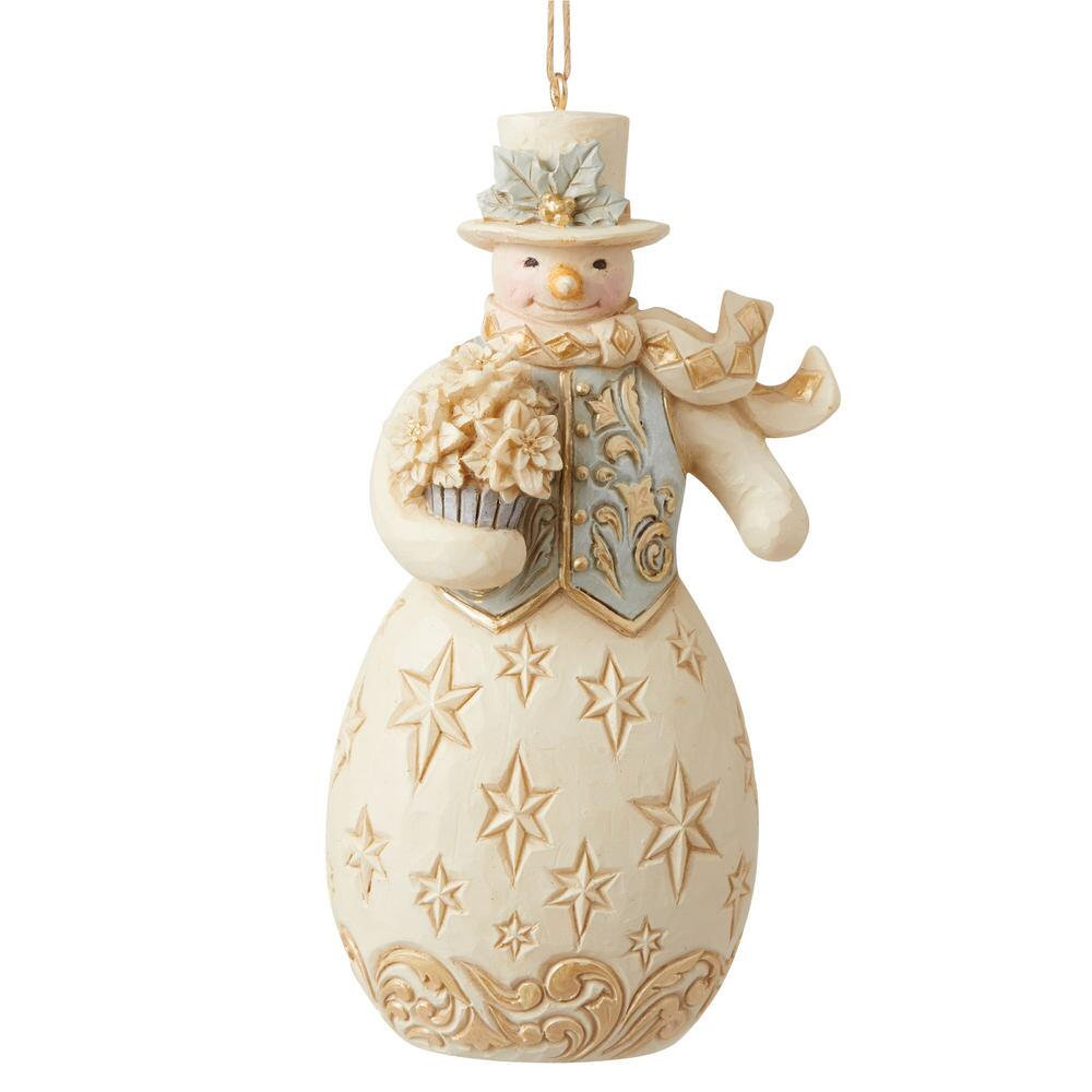 Heartwood Creek Holiday Lustre Snowman with Flowers Ornament