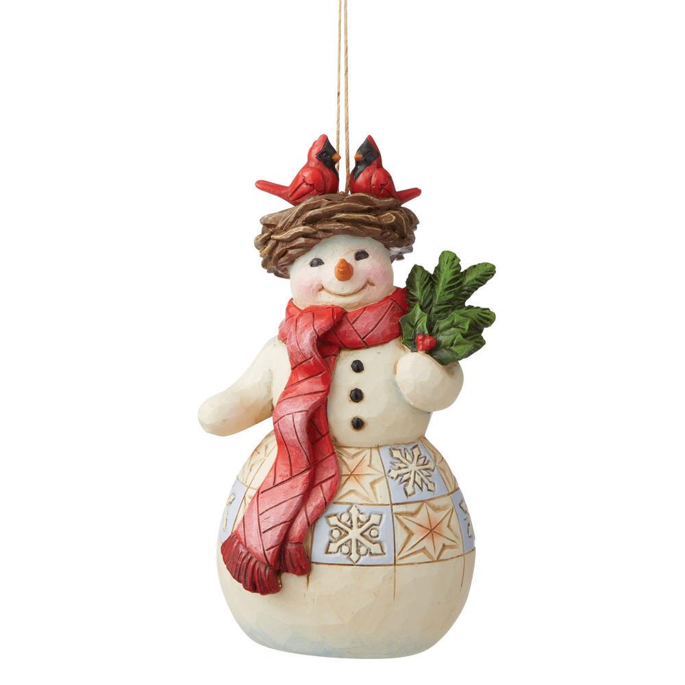 Heartwood Creek Snowman with Cardinal Nest Ornament