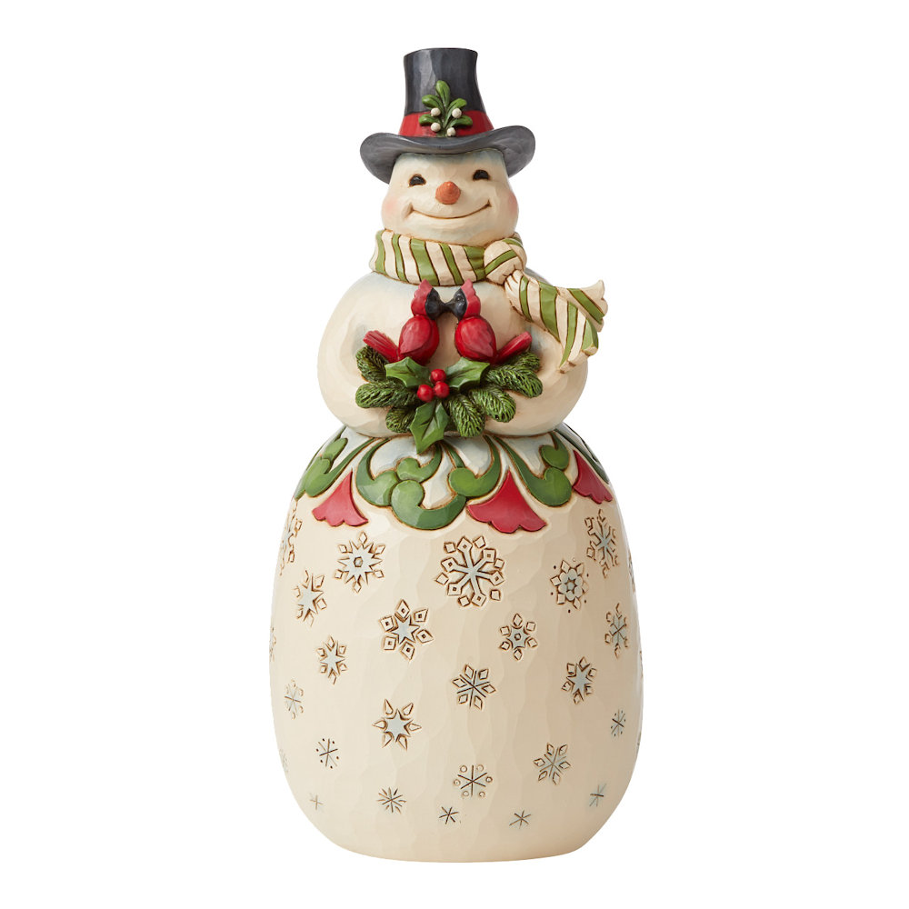 Jim Shore Heartwood Creek Snowman with Cardinals and Holly Figurine