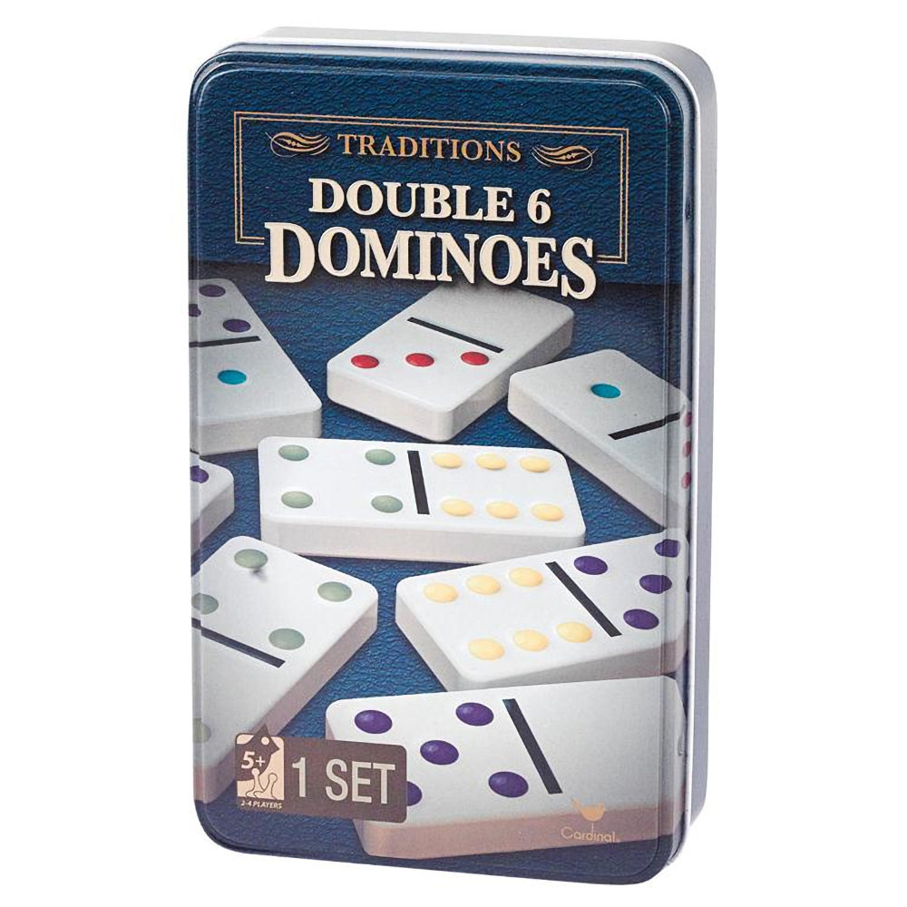Spin Master Traditions Double 6 Color Dot Dominoes in Tin