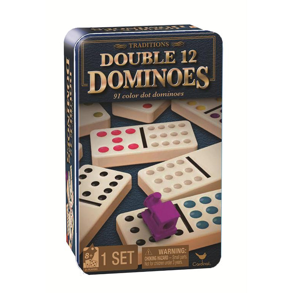Spin Master Traditions Double 12 Dominoes in Tin with Trains