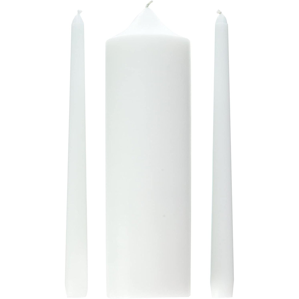 Roman White Wedding 3 Piece Unity Candle Set