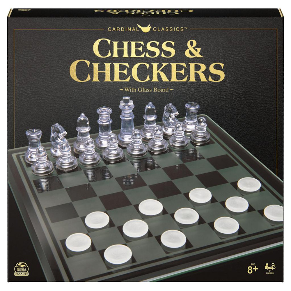 Spin Master Clear Chess and Checkers Set with Glass Gameboard