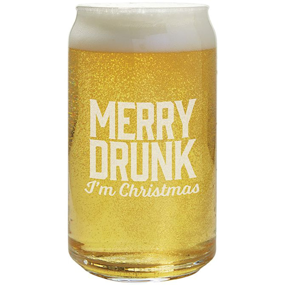 Carson Home Accents Merry Drunk 15oz Can Glass