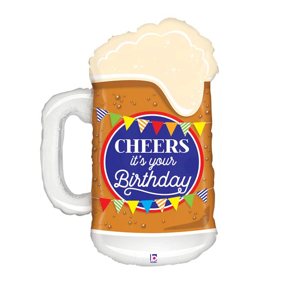 burton+BURTON 34" Happy Birthday Cheers Birthday Beer Balloon