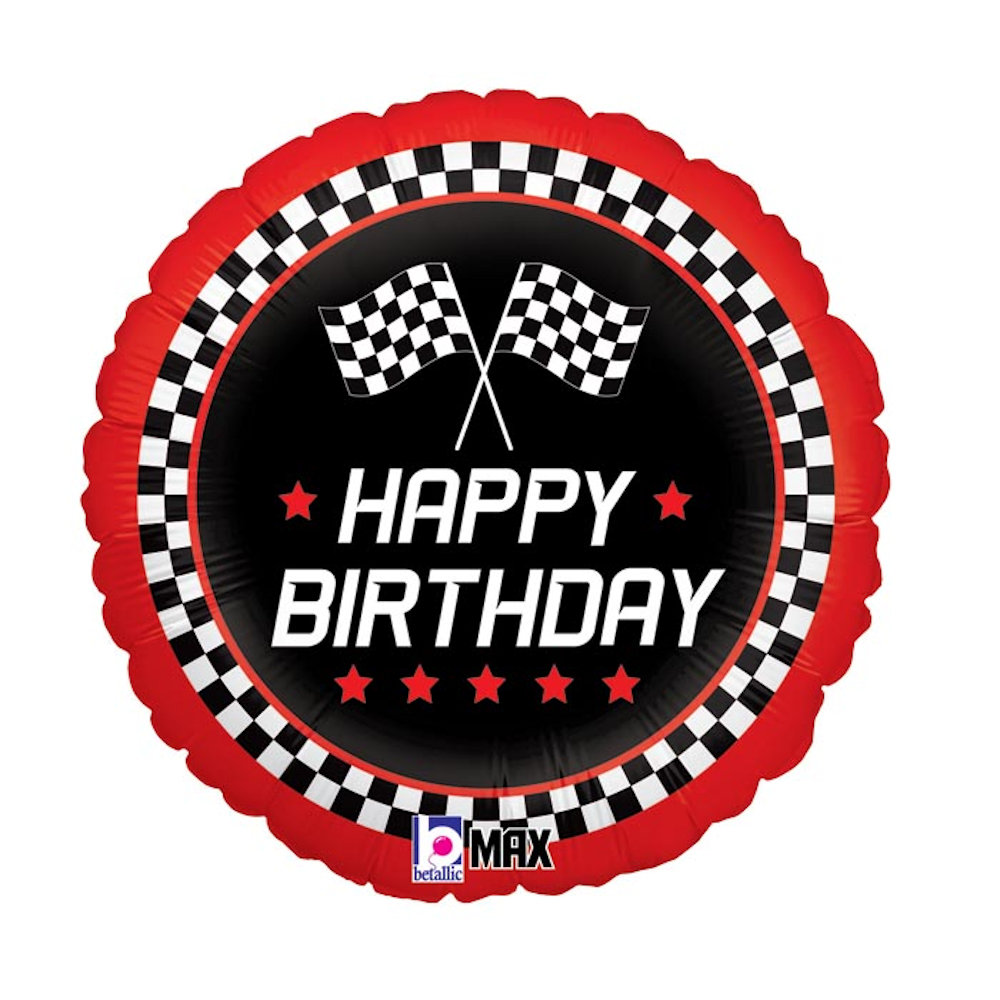 burton+BURTON 18" Happy Birthday Checkered Flag Balloon