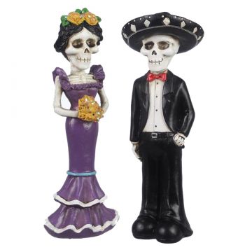 Young's Inc Resin Halloween Skeleton Couple Figurines - Set of 2