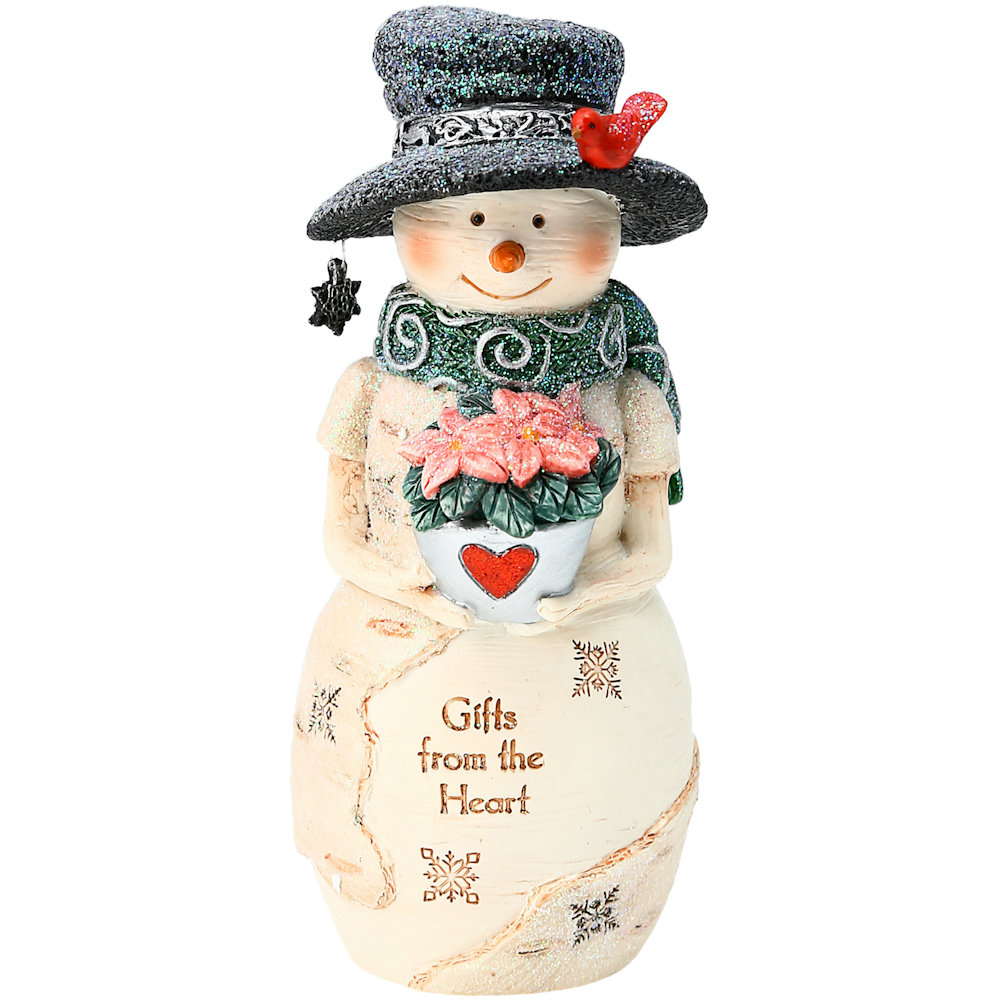 Pavilion Gift The Birchhearts From the Heart Snowman with Poinsettia
