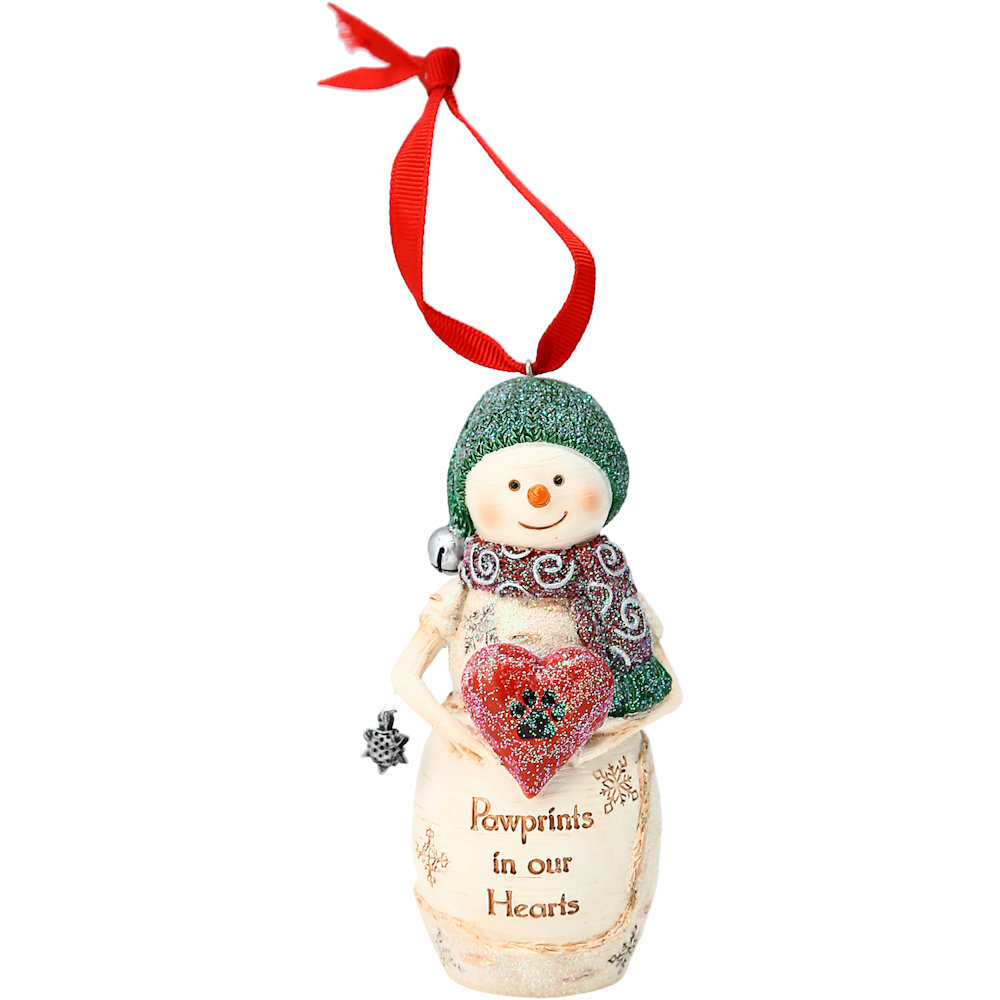 Pavilion Gift The Birchhearts Pawprints in our Hearts Snowman Ornament