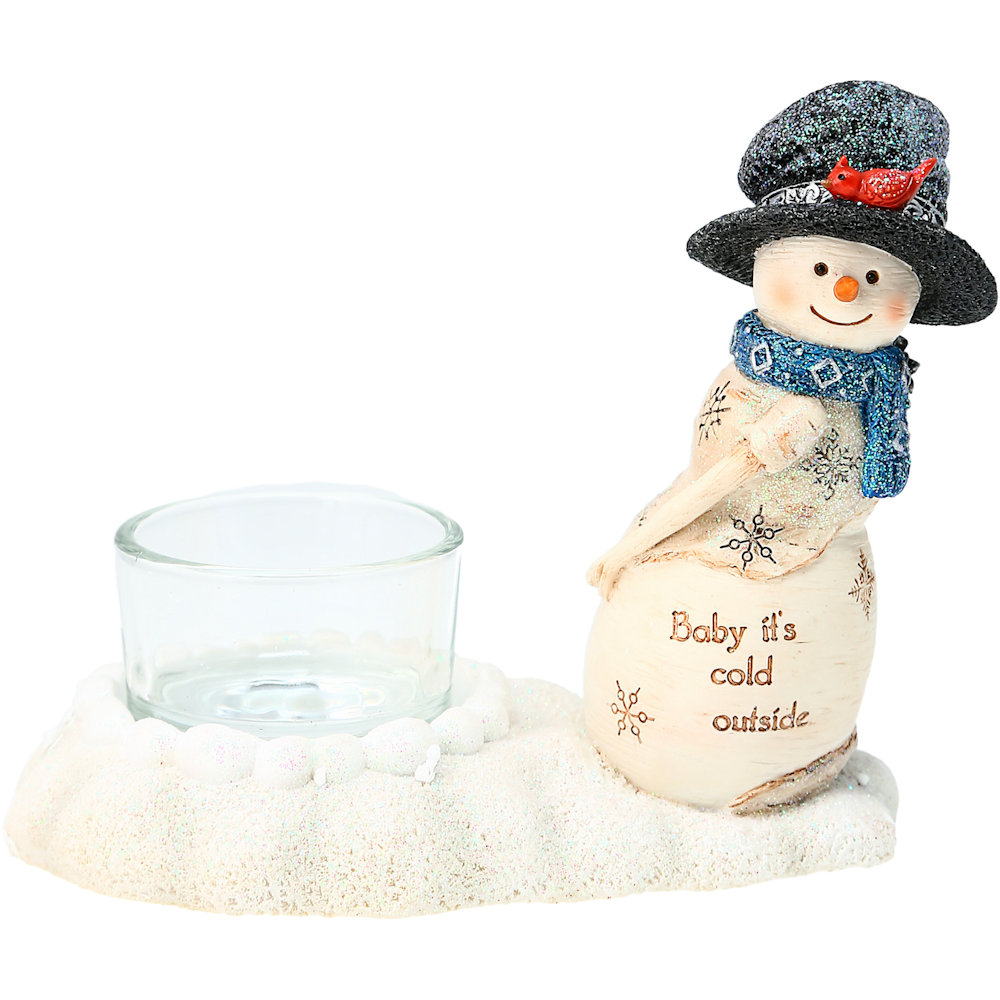 Pavilion Gift Cold Outside - 4.5" Snowman with Tea Light Holder