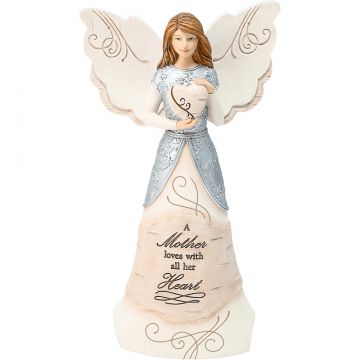 Pavilion Gift Elements Mother - 8" Angel Holding a Heart Figurine