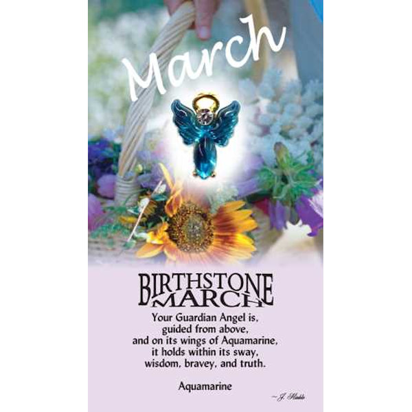 Thoughtful Little Angels March Birthstone Angel Pin