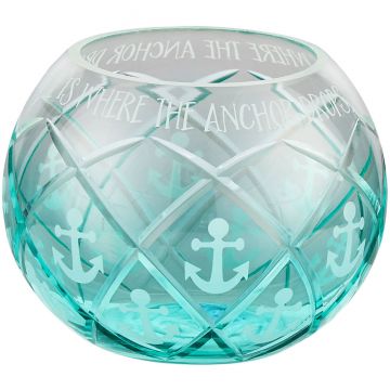Pavilion Gift Anchors Away Glass Round Votive Candle Holder