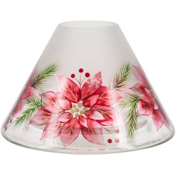 Pavilion Gift Holiday Winter Poinsettia Glass Round Jar Candle Shade