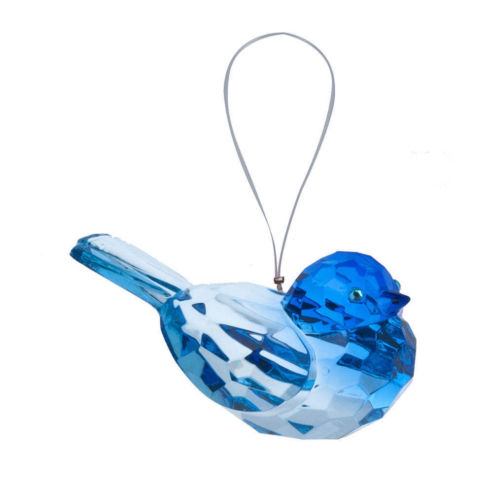 Ganz Small Hanging Two-Toned Bird Ornament - Dark Blue/Ice Blue