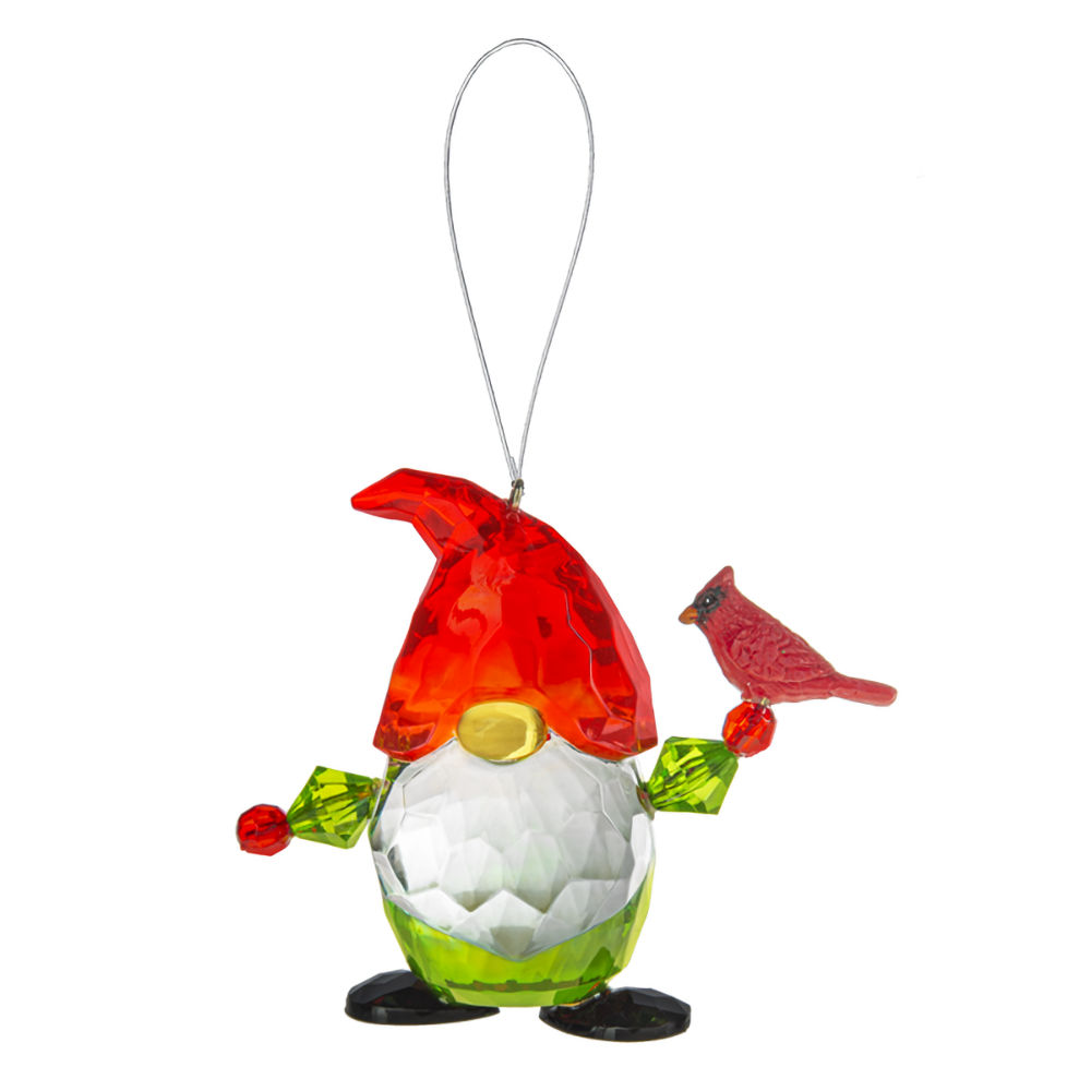 Ganz Crystal Expressions Holiday Gnome with Cardinal Ornament