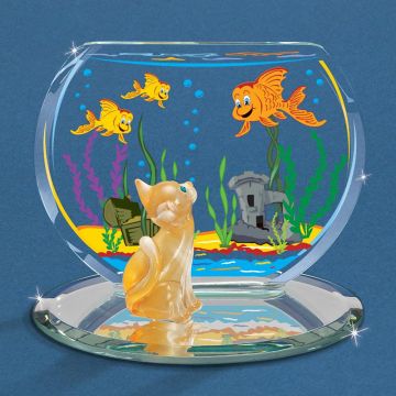 Glass Baron Cat and Fish Bowl Figurine