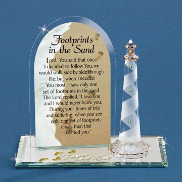 Glass Baron Footprints in the Sand Lighthouse Figurine