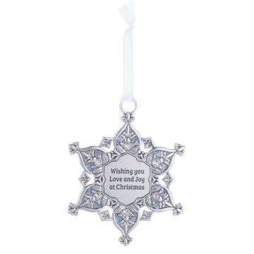 Ganz Snowflake Ornament - Wishing you Love and Joy at Christmas