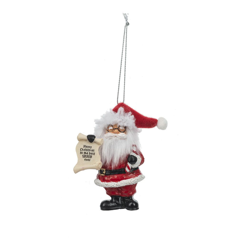 Ganz Believe In Santa Ornament - Merry Christmas to the best SISTER