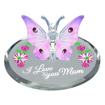 Glass Baron "I Love You Mom" Butterfly Figurine