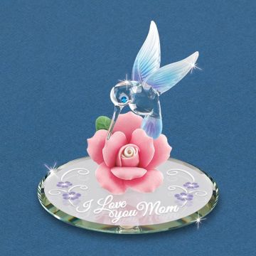 Glass Baron "I Love You Mom" with Hummingbird