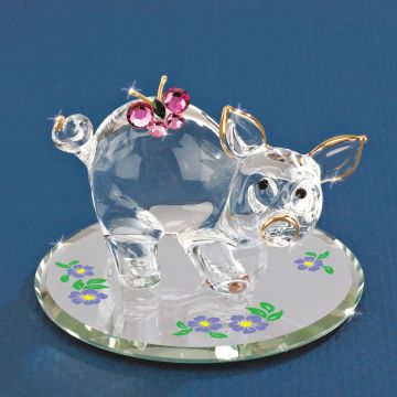 Glass Baron Butterfly Surprise Pig Figurine
