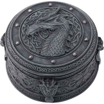 Veronese Design Celtic Dragon Crest Round Trinket Box