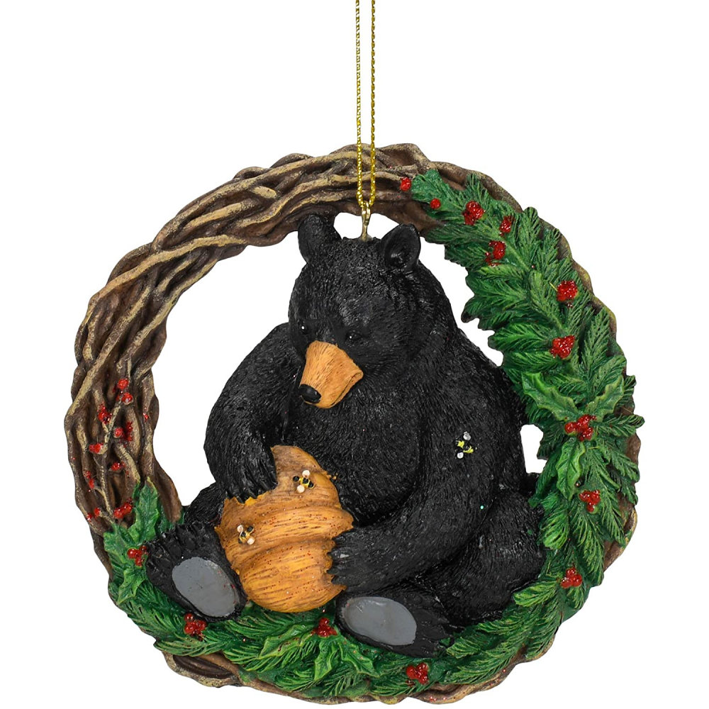 Roman Black Bear Wreath Ornament
