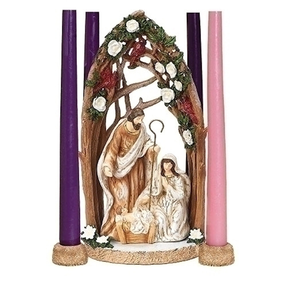 Roman Holy Family with Cardinal Advent Candle Holder