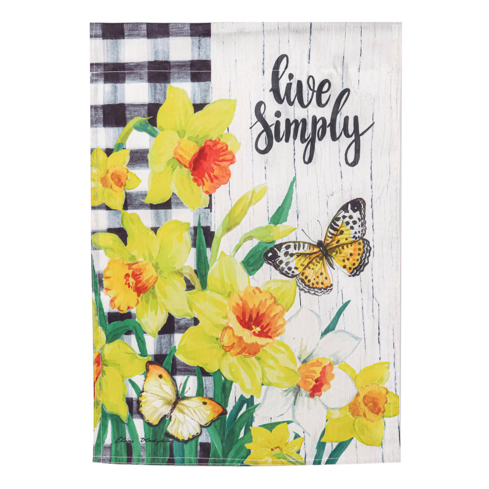 Evergreen Spring Daffodils Inspirational Check Garden Strie Flag