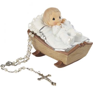 Precious Moments Cradled In His Love Boy Rosary Box With White Rosary