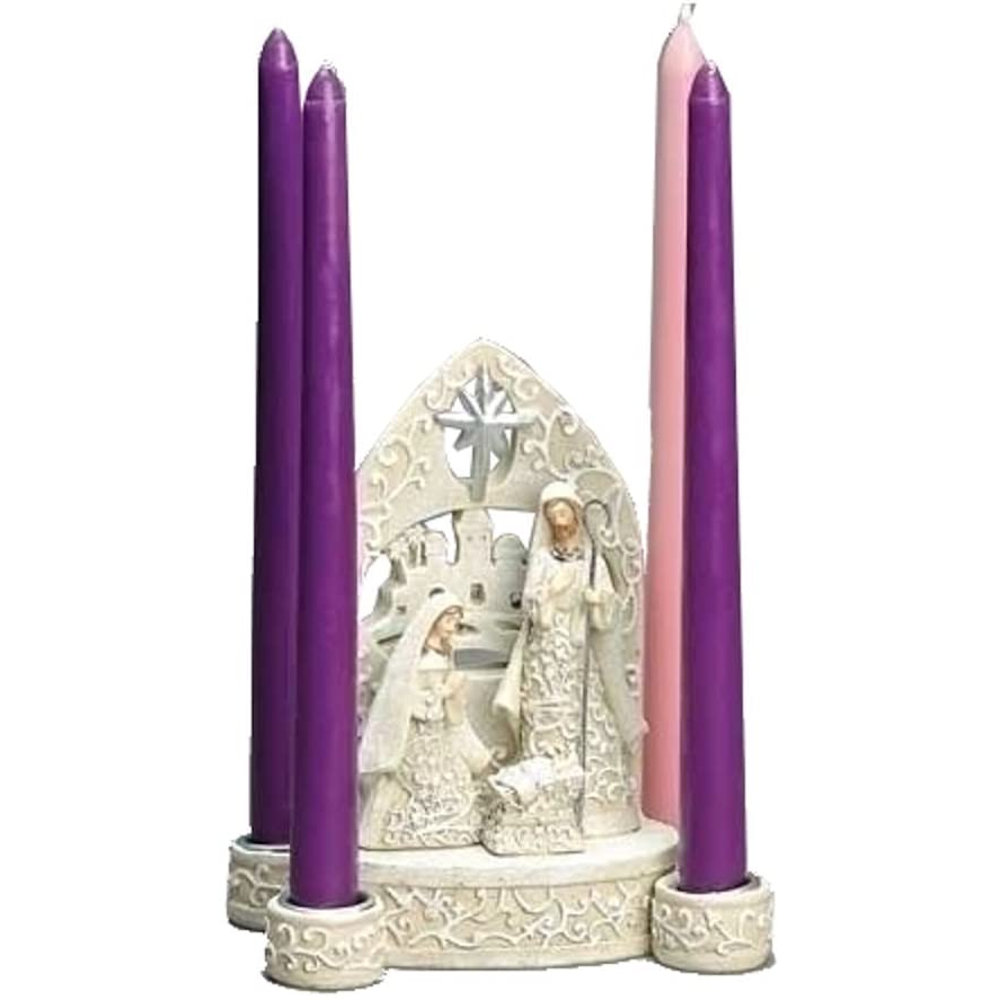 Roman Holy Family Ivory Lace Advent Candle Holder