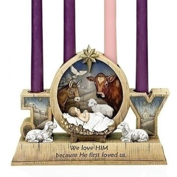 Roman Baby Jesus with Farm Animals Advent Candle Holder