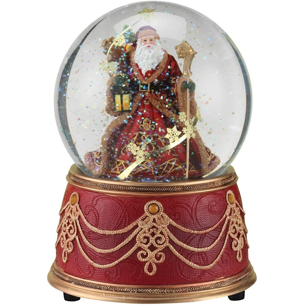 Roman Santa with Snowflakes Musical Snow Globe