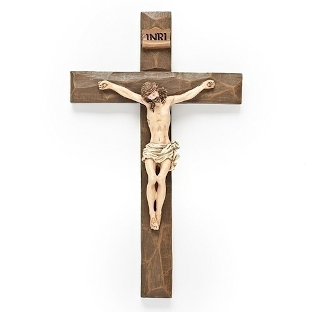 Roman 8" Inri Driftwood Texture Crucifix Wall Cross